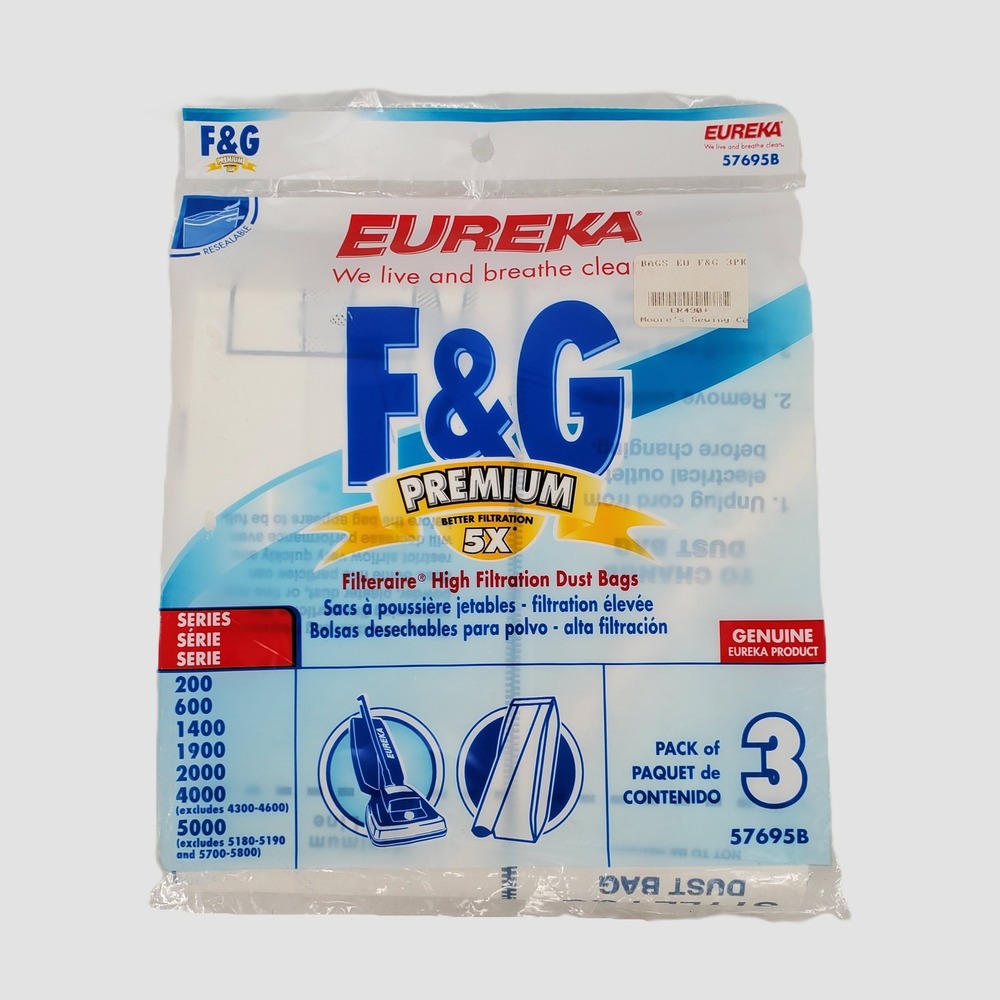 Eureka F&G Premium Filteraire High‎ Filtration Vacuum Dust Bags 3 Pack 57695B